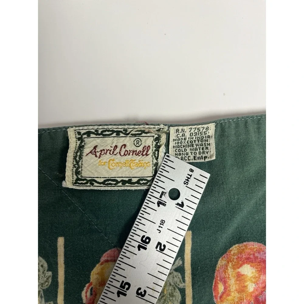 VTG April Cornell Fruit Tablecloth Green‎ Floral Cotton French Country ~ 47x66